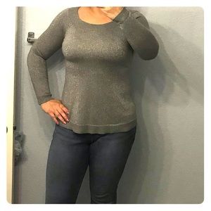Silver sparkle grey boatneck sweater